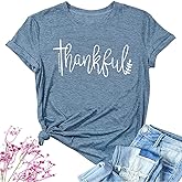 Thanksgiving Shirts for Women Thankful Graphic Casual Short Sleeve Tops