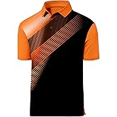 JACKETOWN Mens Polo Shirts Short Sleeve Print Dry Fit Performance Moisture Wicking Casual Collared Golf Shirts