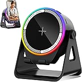 Wireless Induction Speaker, 4-in-1 Wireless Charging Station with RGB Mood Light & 360° Adjustable Stand, Multifunctional Bluetooth Phone Holder Compatible with iPhone/iPad/Android/Samsung(Black