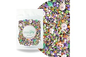 Sprinkle Pop Monster Mashup Sprinkle Mix| Orange Black White Lime Purple Sprinkles| Halloween Sprinkles with ~6 monster, ghosts, creepy eyeballs Made in USA for Decorating Cakes Cookies Cupcakes, 2oz