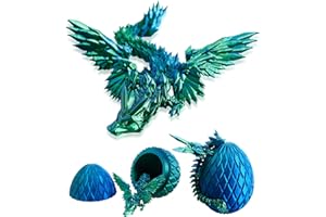 OSCREP 3D Printed Dragon Eggs with Dragon Inside Flying Dragon Flexible Wing Mystery Dragon Egg Articulated Dragon Gift 3D Dragon Easter Basket Stuffers Desk Decor Fidget Toy (Laser Green)