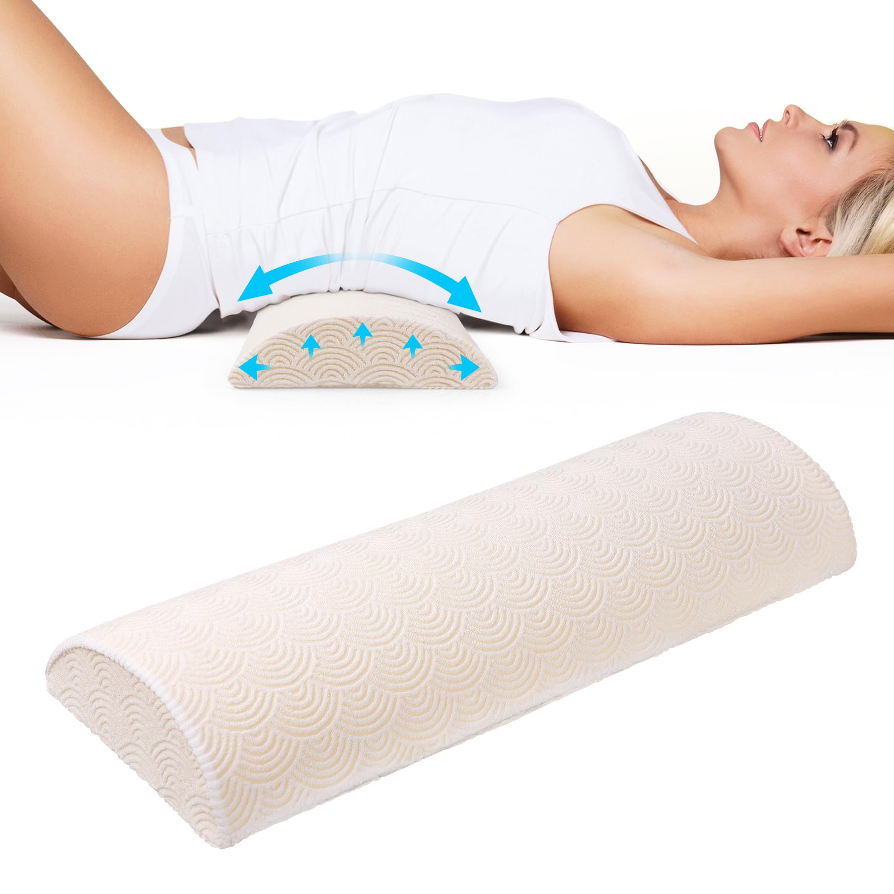 Photo 1 of Cozyhealth - 3.15" H*23.6" L - Soft Lumbar Pillow for Sleeping, Memory Foam Back Lumbar Support Cushion for Lower Back Pain Relief Bed Waist Sleep Support Pillow for Side, Back Sleepers (Large)