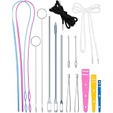 FIVEIZERO Drawstring Threader Tools &amp; Draw Cords for Drawstring Replacement | Loop Turner Sewing Tool;2pcs Drawstring Cords;Drawstring Threader for Hoodie,Jacket and Pants Threading;Bodkin Sewing Tools