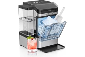 AFBEST Large Capacity Countertop Ice Maker - 38 lbs/24H Output Chewable Nugget Ice, One-Touch Self-Cleaning, 3L+1.5L Dual Water Tanks, Portable Ice Machine for Home, Bar, Office, RV
