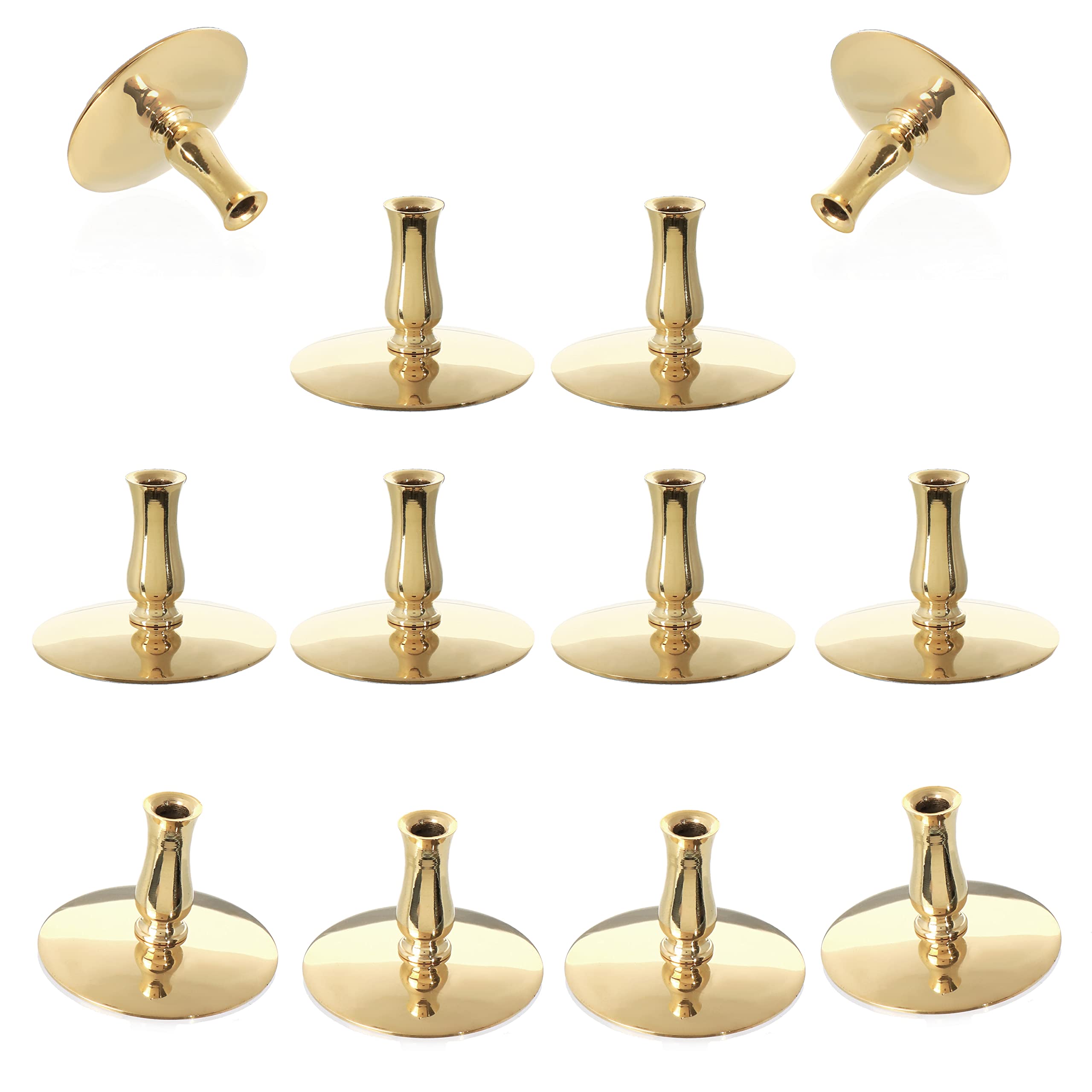 NKlaus 12x Candle Holder Brass Candle Holder Gold Thin Altar Candles Till Ø6,7mm Wedding 6731