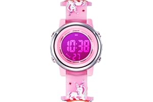 L LAVAREDO Kids Watches Girl Watches Ages 3-12 Sports Waterproof 3D Cute Cartoon Digital 7 Color Lights Wrist Watch for Kids