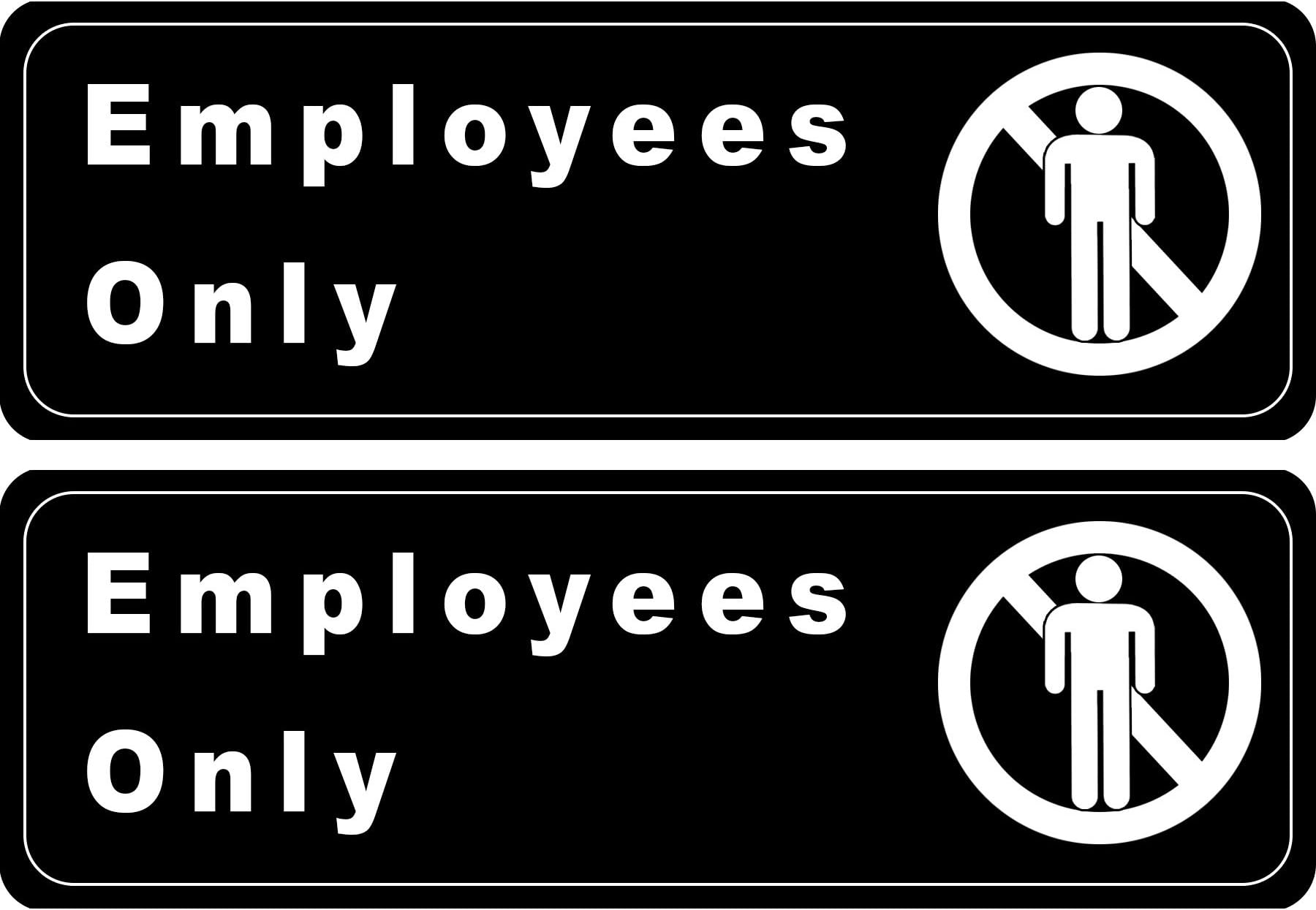 Employees Only Sign Door Sign Plate for Business Office Restaurant, Self Adhesive, 3" x 9" (Pack of 2)