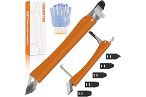 BOSTMUNY Upgraded Stainless Steel Caulking Tools, 4 in 1 Sealant Finishing Tool with 5 Silicone Squeegee, Grout Removal Tool Caulk Remover for Kitchen Bathroom Window Sink Tile Joint, Orange
