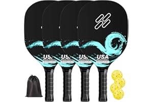 cratth Carbon Fiber Pickleball Paddles Set of 2 USAPA Approved (CFS) Graphite Pickleball Racket 2 Pack Pickleball Racquet Comfort Grip Pickleball Kit Games Equipment with 4-40 Holes Balls 1 Carry Bag