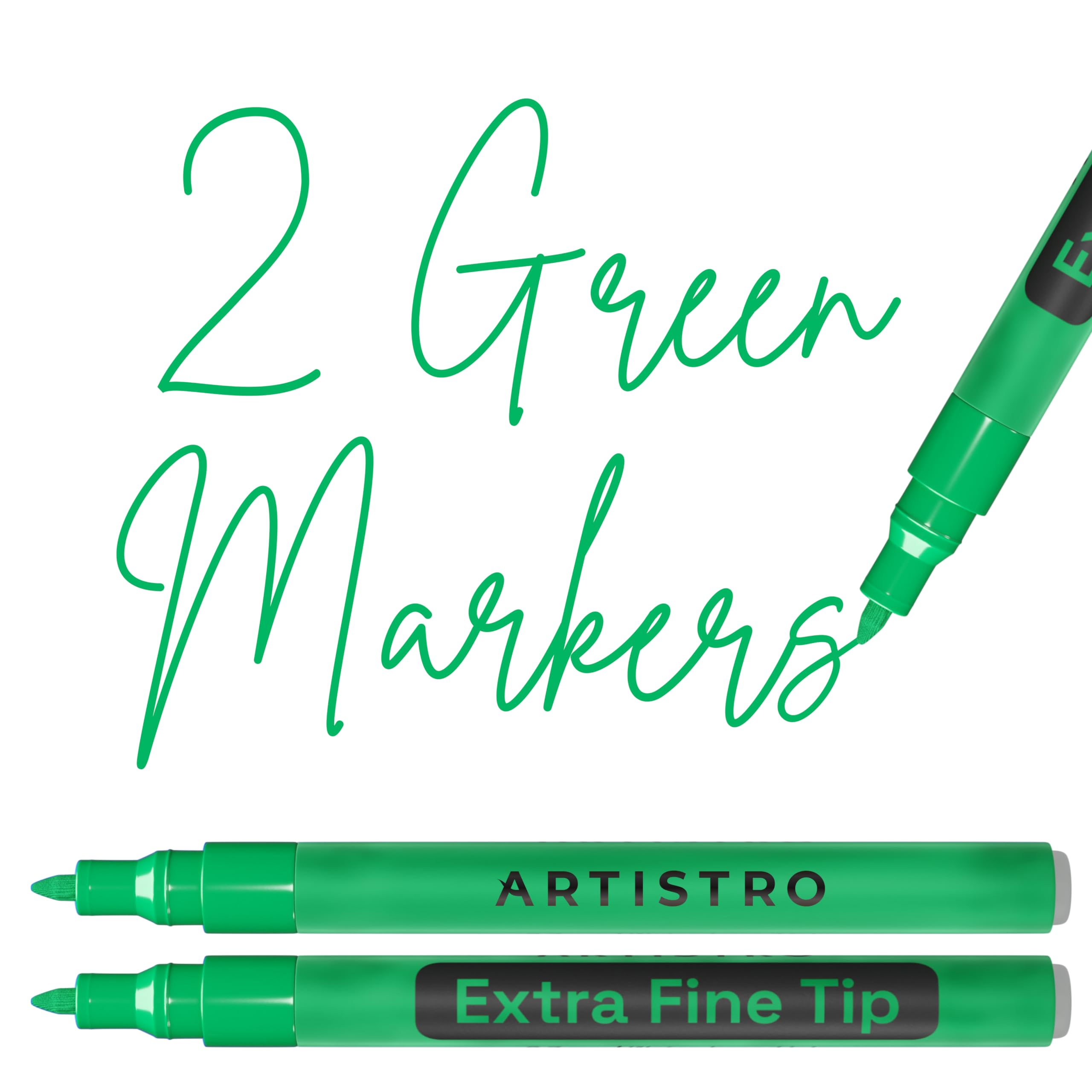 Photo 1 of ARTISTRO 2 Green Acrylic Paint Markers - 0.7mm Extra Fine-Tip Paint Pens - Perfect for Crafting, Art Projects, & More