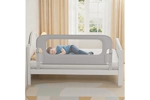 NUTIKAS Baby Bed Rail Guard for Toddlers - 70" Toddler Bed Rails for Twin, Full, Queen, King Bunk Size Bed Swing Down Bedrail Extral Tall Child Safety Side Railing Guards for Kids Gray