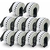 BETCKEY - Compatible Continuous Labels Replacement for Brother DK-2210 (1.1 in x 100 ft), Use with Brother QL Label Printers [10 Rolls]