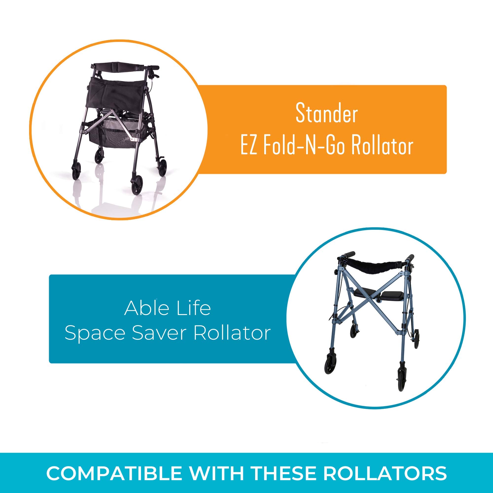 Stander 2-Pocket Organizer Pouch, Compatible with the EZ Fold-N-Go Walker and the Able Life Space Saver Walker, Black