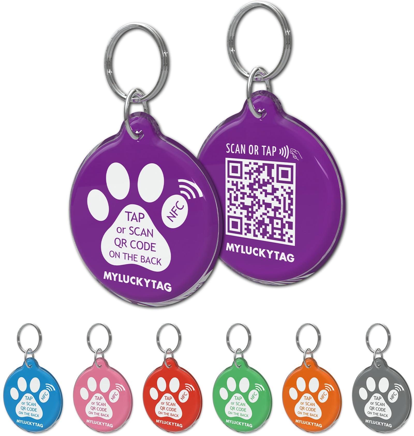 MyluckyTag NFC & QR Code Smart Pet ID, Personalized Dog & Cat Tag, Online Pet Profile, Location Alert, Quiet, Durable, Engraved Tag — image 1