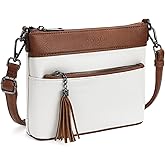 GOIACII Small Crossbody Bags for Women Multi Pocket Travel Phone Purse Leather Shoulder Bag with Tassel Gift