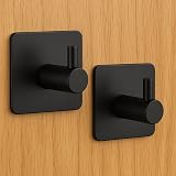 The Bog Standard Black Towel Holder 2 Pack Self Adhesive 304 Stainless Steel No view 2