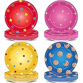 48 Pcs Street Theme Party Supplies Cookies Paper Plates Decorations Cartoon Friends Disposable Dessert Plates 7 Inch Cookie Street Theme Party Decorations for Boys Girls Baby Shower Birthday Favors