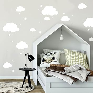 Ilka Parey Wandtattoo Welt Wandtattoo Mit Wolken Sterne Punkte In Weiss Kinderzimmer Wanddeko Wandgestaltung M2334 Amazon De Kuche Haushalt