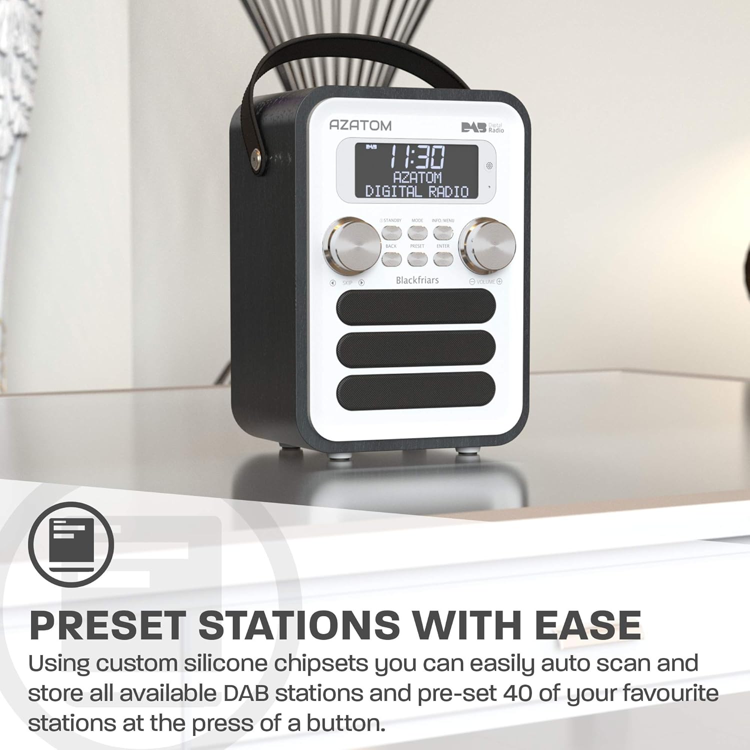 DAB/DAB+ & FM Portable Digital Radio, Black/White - Image 5