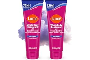 Lume Whole Body Deodorant Plus Sweat Control - Smooth Cream Tube - 72 Hour Odor And Sweat Control - Baking Soda Free, Skin Loving - 3.0 ounce (Pack of 2) (Soft Powder)