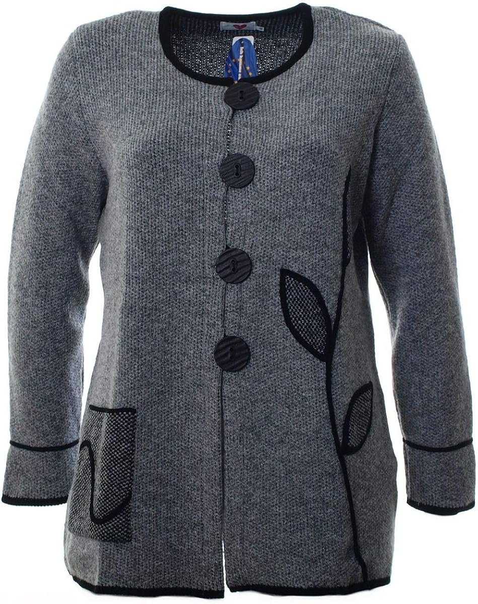 Karin Hertz Strickjacke Damen Grau lang große Größen, Größe:56: Amazon.de: Bekleidung