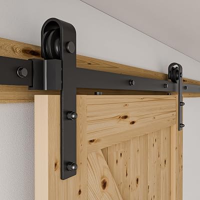 WOLFBIRD Sliding Barn Door Kit 6FT Black Heavy Duty Hardware Track 183cm