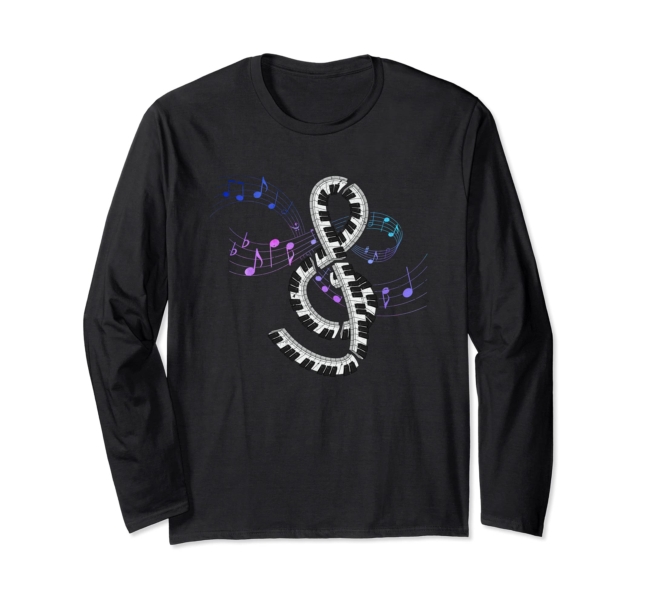 Treble Clef Piano Keyboard Pianist Music Notes Piano Long Sleeve T-Shirt