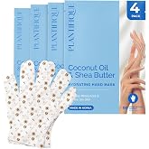 PLANTIFIQUE Korean Hand Mask Moisturizing Gloves, 4 Pairs &amp; Box | Hydrates &amp; Nourishes Dry Hands Overnight, with Shea Butter, Coconut &amp; Macadamia Oil &ndash; Hand Spa &ndash; Mascarilla Manos