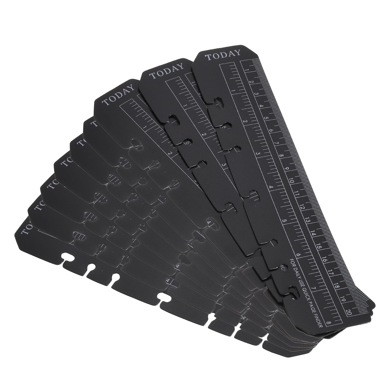 PATIKIL 8.7"x1.8" Bookmark Ruler, 10 Pack Snap-in Ruler Page Marker Book Mark Measuring Tools for A5 Size 6-Hole Binder Notebook, Black
