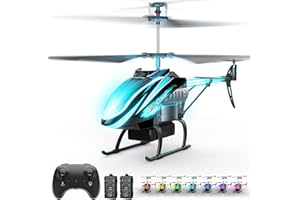 BUSSGO RC Helicopter Remote Control Helicopter for Kids Indoor Play 7+1 LED Light Modes, 30Mins Flight, Upgraded Gyro Stabilizer, Auto Hover, 3.5 Channel, One Key Start/Land, Auto Rotation, Circle Fly, Blue