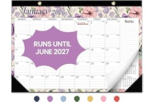 TAJA Desk Calendar 2026, 18 Months Calendar Runs from January 2026 to June 2027 - Large 17" x 12" Desktop/Wall Monthly Calendar for Home School, or Office - Vintage Floral