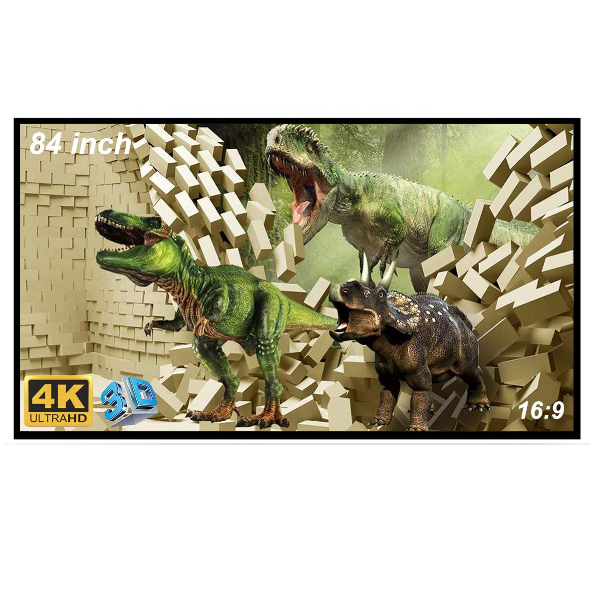 Projector Screen, GHKJOK 84 Inch Projection Screens, 16:9 4k Projector Screen, Washable & Foldable Anti-Crease movie screen for Home Theater Office Outdoor Indoor Support Double-Sided Projection