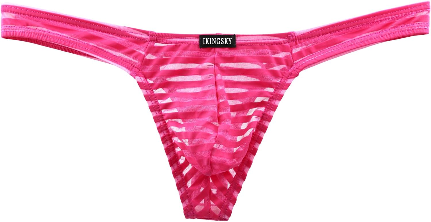 iKingsky Men's Sexy Transprant Thong Underwear Low Rise See Through Stretch Panties at  Men’s Clothing store