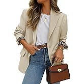 ZESICA Women's Fall Business Casual Blazers 2026 Long Sleeve Lapel Open Front Button Work Blazer Jackets with Pockets
