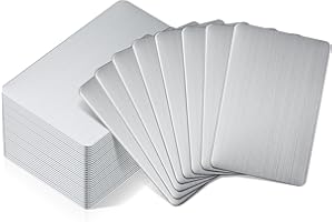 Tandefio 50 Pcs 304 Stainless Steel Metal Business Cards 3.4 x 2.1 inch Sublimation Blank Steel Card Laser Engraving Stainless Plate for House Office Customer DIY Gift(0.8 mm Thickness)