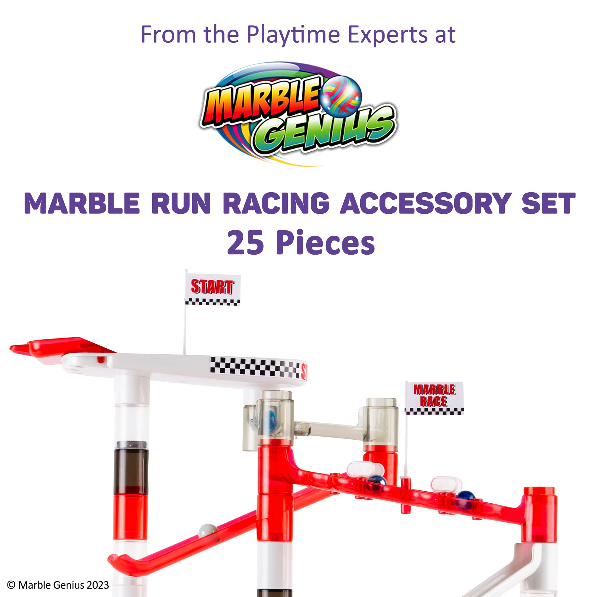 Marble Genius Marble Racing Booster Set - 10 Pieces Total (Marbles Not Included), Construction Building Blocks Toys for Ages 3 and Above, with Instruction App Access, Add-On Set