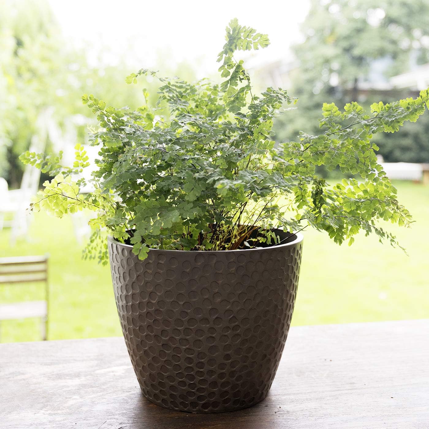 LA JOLIE MUSE 9.4 inch Plant Pot for Indoor and Outdoor Plants, Modern Chic Planter with Honeycomb Pattern, Brown : Garden & Outdoor