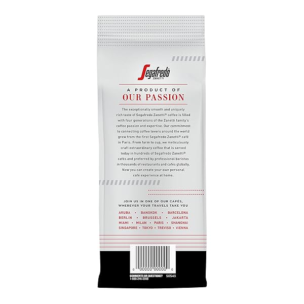SEGAFREDO ZANETTI GROUND COFFEE – MADE WITH ARABICA COFFEE – DARK ROAST, SMOKY WITH HINTS OF ROASTED NUTS & DARK CHOCOLATE – SOUTH AMERICAN BLEND – RICH, FULL-BODIED – ENZO, 10OZ BAG