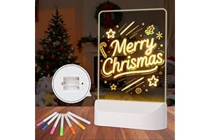 CIBOTIES LED Note Board with Colors, Acrylic Dry Erase Board with Light, Light up Dry Erase Board with Stand as a Glow Memo LED Letter Message Board Note Glass LED Board Whiteboard
