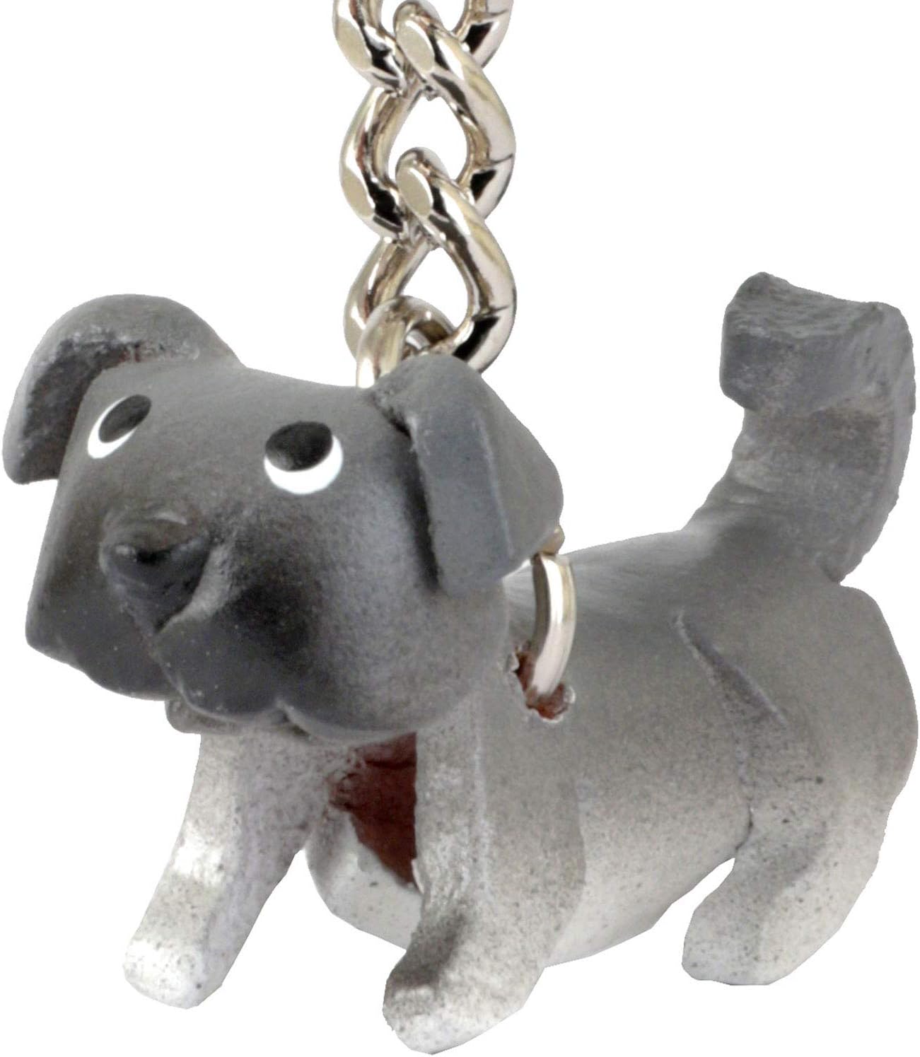 MONKIMAU Leather Keyring Pug Dog, Light Gray, S