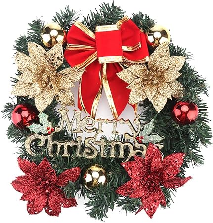 Amazon Bamxxixi クリスマスリース Pvc素材クリスマス リースクリスマス ペンダントハンギングオーナメント ホーム スーパーマーケット デコレーションホリデー用品 ホテル 職場 建物 ロビー 装飾 リース おもちゃ