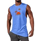 ONLYSTORY Mens Tank Tops Casual Summer Beach Vacation Hawaiian Graphic Muscle Gym Palm Tree Sleeveless Tee Shirts