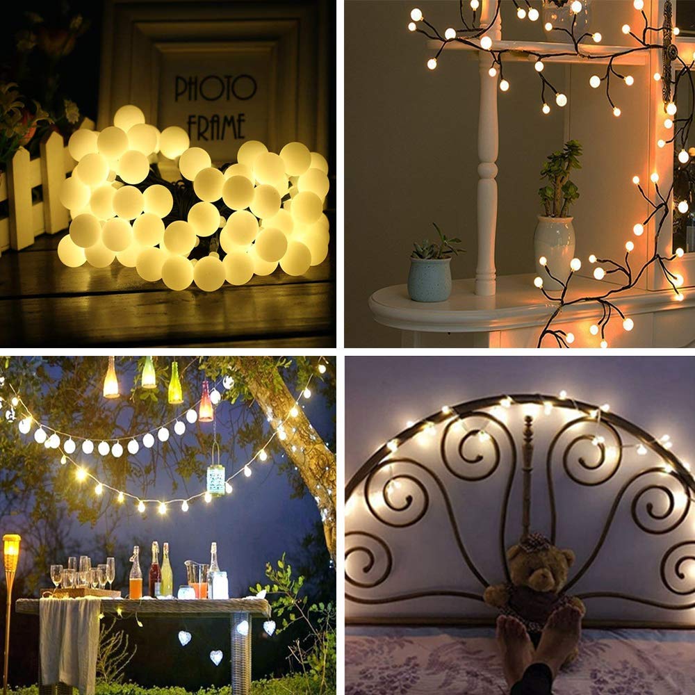 Globe String Lights, Decorative Fairy String Lights Battery Operated, 20 LED, 10ft(3m) Silvery Copper Wire Led Strip Light for Home, Party, Christmas, Wedding, New Year, Garden Decoration, Warm White