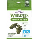 Whimzees Wellness Alligator Natural Dog Dental Treat, Chews, Freshens Breath, Small Size, 12.7 oz Bag, 24 Count