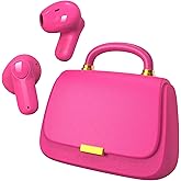 ANCwear Bluetooth 5.3 Earbuds, True Wireless in-Ear Headphones with 13mm Drivers, Premium Sound, 22H Playtime, Mini Handbag Charging Case (Rose)