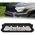 KARPAL Front Upper Mesh Grille LED Grill Compatible with 2012-2015 Toyota Tacoma w/LED Lights Black