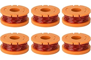GreatBuddy 6 Pack WA0010 Replacement Spool for Worx Weed Eater String, Compatible with Worx Select Electric String Trimmer, 10ft, 0.065 Inch