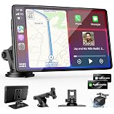 9" CarPlay Screen for Car, Wireless Apple CarPlay &amp; Android Auto | with 1080P Backup Camera, Night Vision, Mirror Link, Voice Control, Bluetooth/FM/AUX Audio, Portable Touchscreen Display