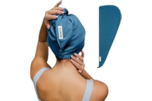 Sand Cloud Hair Towel Wrap for Women & Men, (Teal Blue, Terra) - 100% Turkish Cotton Quick Hair Drying Towel Wrap - Absorbent Half Terry Weave Hair Plop Head Towel Wrap with Binding Edge