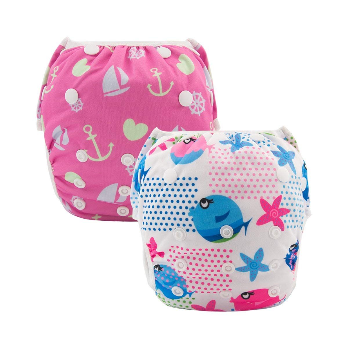 ALVABABY Swim Diapers 2pcs Reusable &amp; Adjustable Baby Shower Gifts 0-2 Years SW09-10